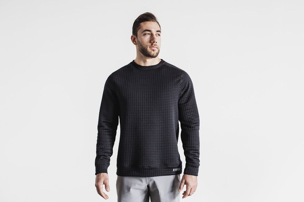 NOBULL Quilted Crew Pullovers Erkek - Siyah - Turkiye (KQI-470851)